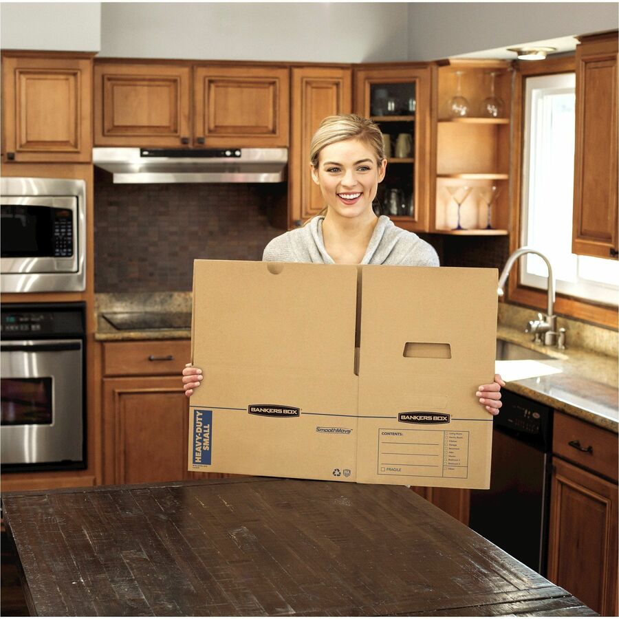 Bankers Box SmoothMove Maximum Strength Moving Boxes - Internal Dimensions: 12" Width x 15" Depth x 10" Height - 8 / Car