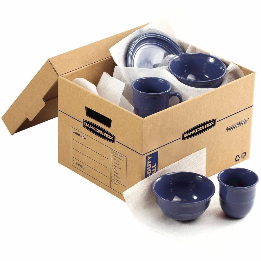 Bankers Box SmoothMove Maximum Strength Moving Boxes - Internal Dimensions: 12" Width x 15" Depth x 10" Height - 8 / Car