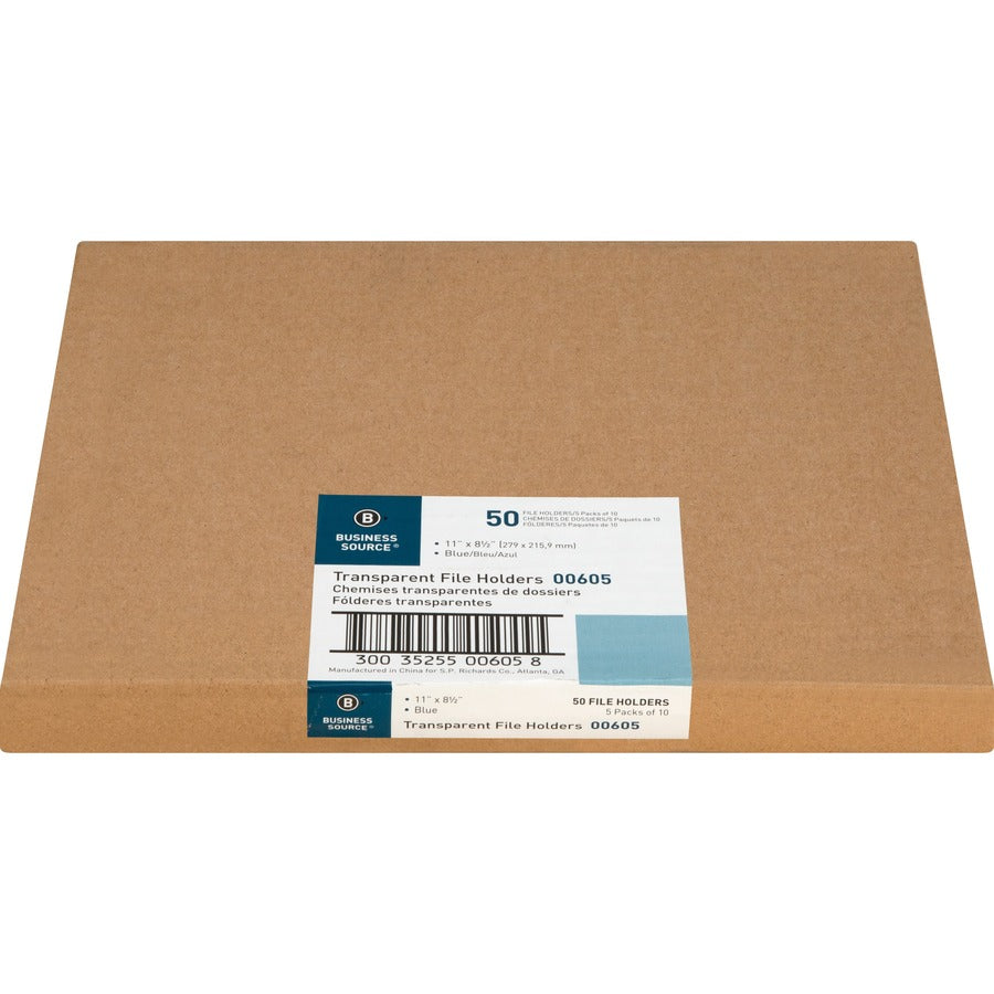Business Source Letter File Sleeve - 8 1/2" x 11" - 20 Sheets Capacity - Blue - Water Resistant, Transfer Safe, Lightwei