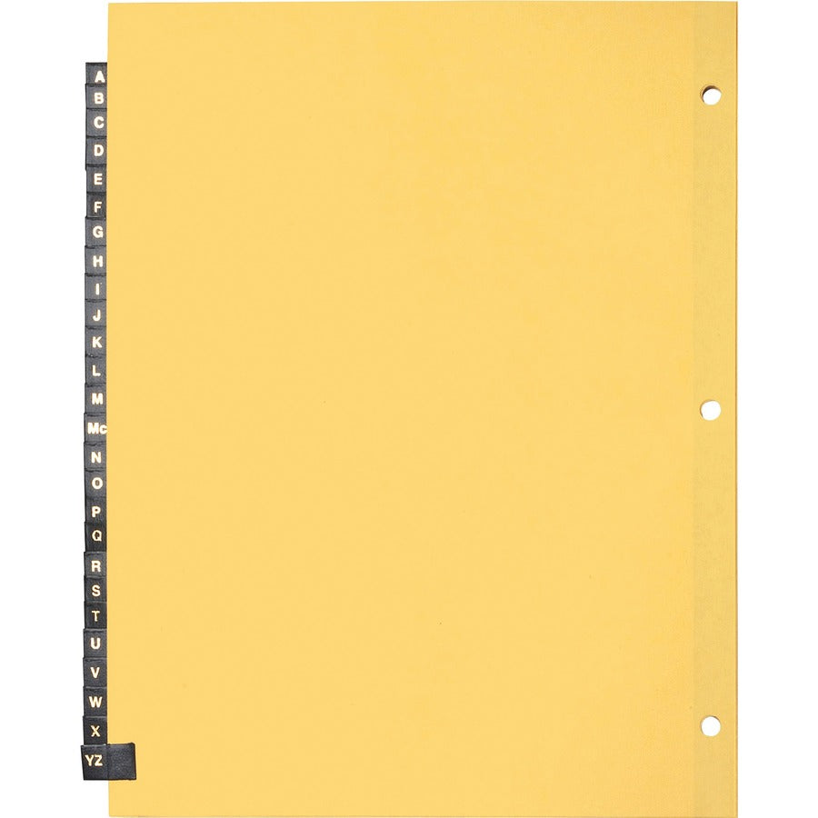 Business Source A-Z Black Leather Tab Index Dividers - 26 Printed Tab(s) - Character - A-Z - 8.5" Divider Width x 11" Di