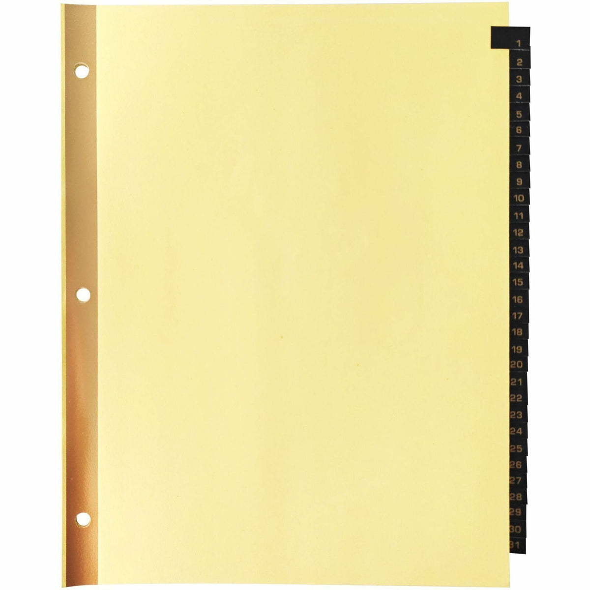 Business Source 1-31 Black Leather Tab Index Dividers - 31 Printed Tab(s) - Digit - 1-31 - 8.5" Divider Width x 11" Divi