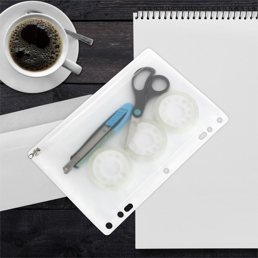 Business Source Punched Economy Binder Pocket - 9.5" Height x 6" Width - 7 x Holes - Ring Binder - Clear - Plastic - 24 