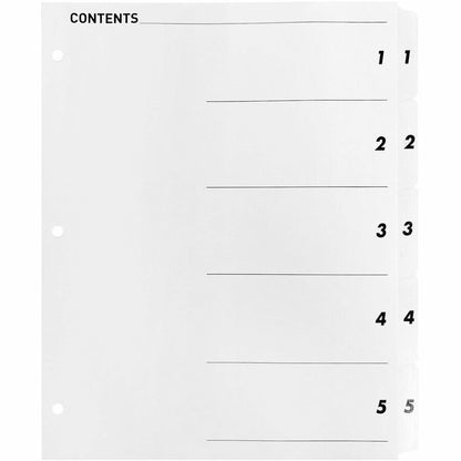 Business Source Table of Content Quick Index Dividers - Printed Tab(s) - Digit - 1-5 - 5 Tab(s)/Set - 8.5" Divider Width