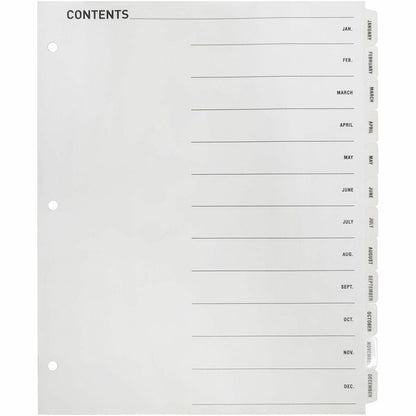 Business Source Jan-Dec Monthly Table of Contents Index Dividers - Printed Tab(s) - Month - January-December - 12 Tab(s)