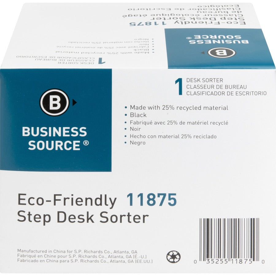 Business Source 6-slot Inclined Desk Step Sorter - 6 Compartment(s) - 6.50" Height x 8" Width x 7.75" Depth - Desktop - 