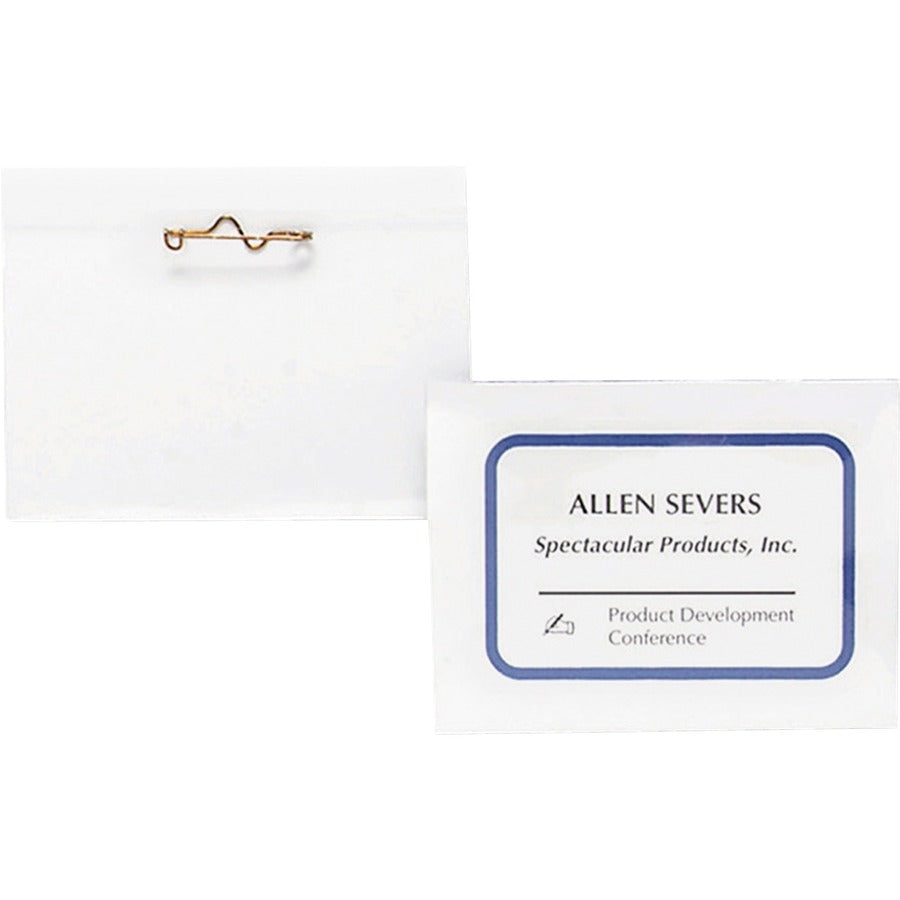 Business Source Pin Style Holder Name Badge Kit - Clear - 100 / Box