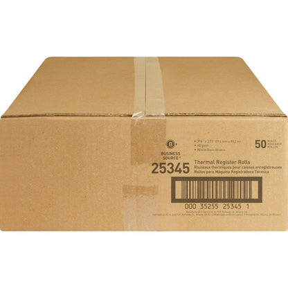 Business Source Thermal Paper - 3 1/8" x 273 ft - 48 g/m² Grammage - Smooth - FSC - White - 50 / Carton