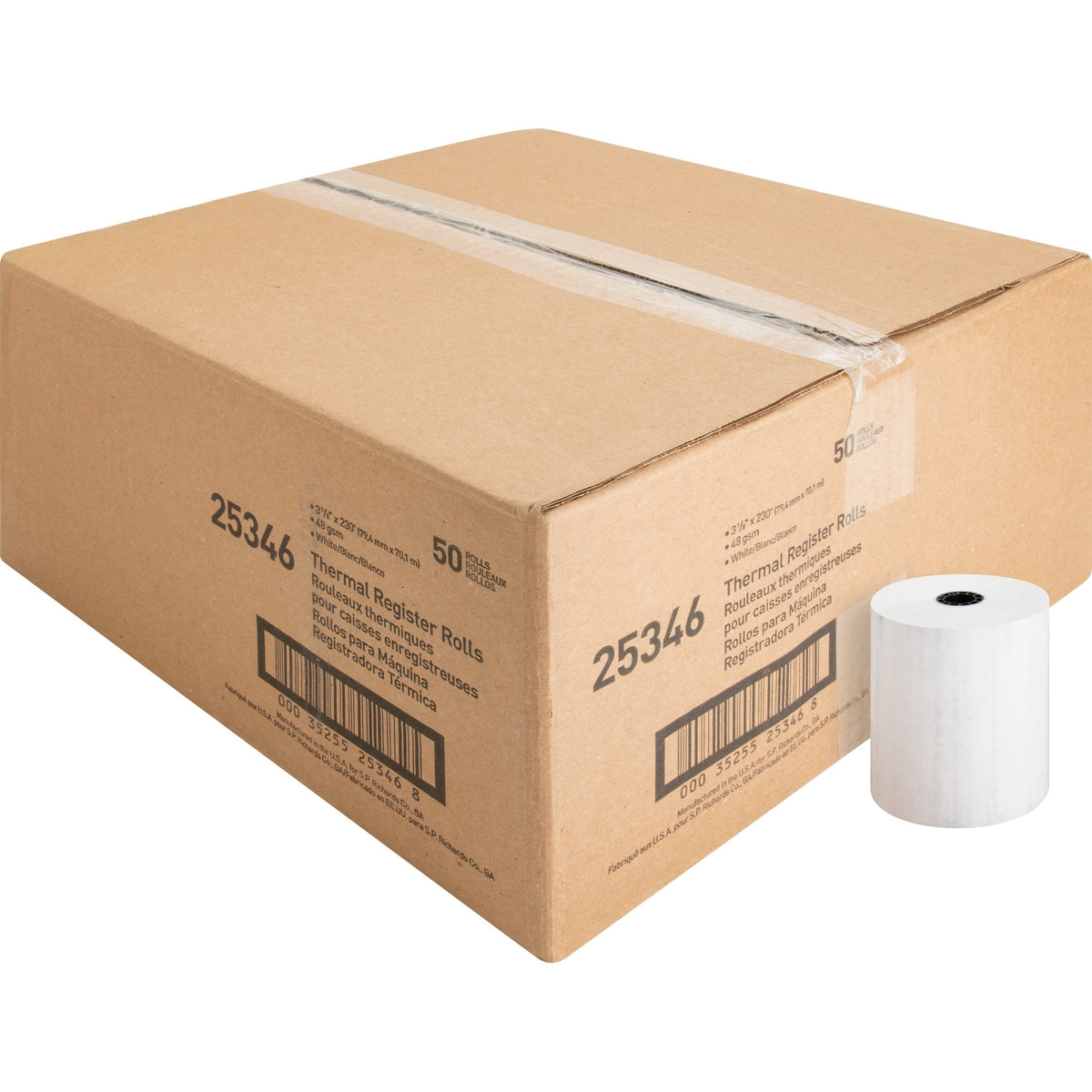 Business Source Thermal Paper - 3 1/8" x 230 ft - 48 g/m² Grammage - Smooth - FSC - White - 50 / Carton