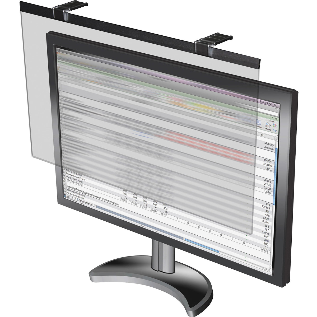 Business Source LCD Monitor Privacy Filter Black - For 22" , 21.5" Widescreen LCD Monitor - 16:10 - Acrylic - Anti-glare