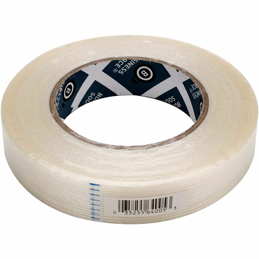 Business Source Filament Tape - 60 yd Length x 1" Width - 3" Core - White - Fiberglass Filament - For Reinforcing - 1 Ro
