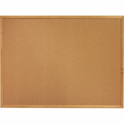 Lorell Bulletin Board - 48" Board Height x 72" Board Width - Cork Surface - Long Lasting, Warp Resistant - Oak Oak Frame