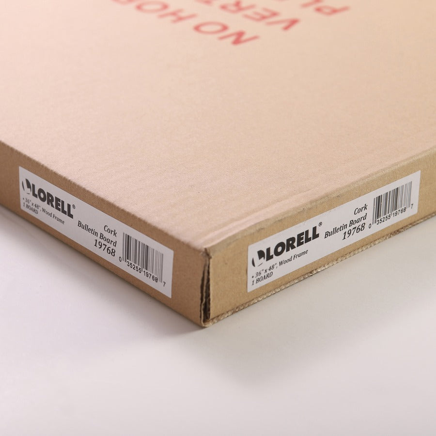 Lorell 19768 Bulletin Board - 36" Board Height x 48" Board Width - Cork Surface - Long Lasting, Warp Resistant - Brown O