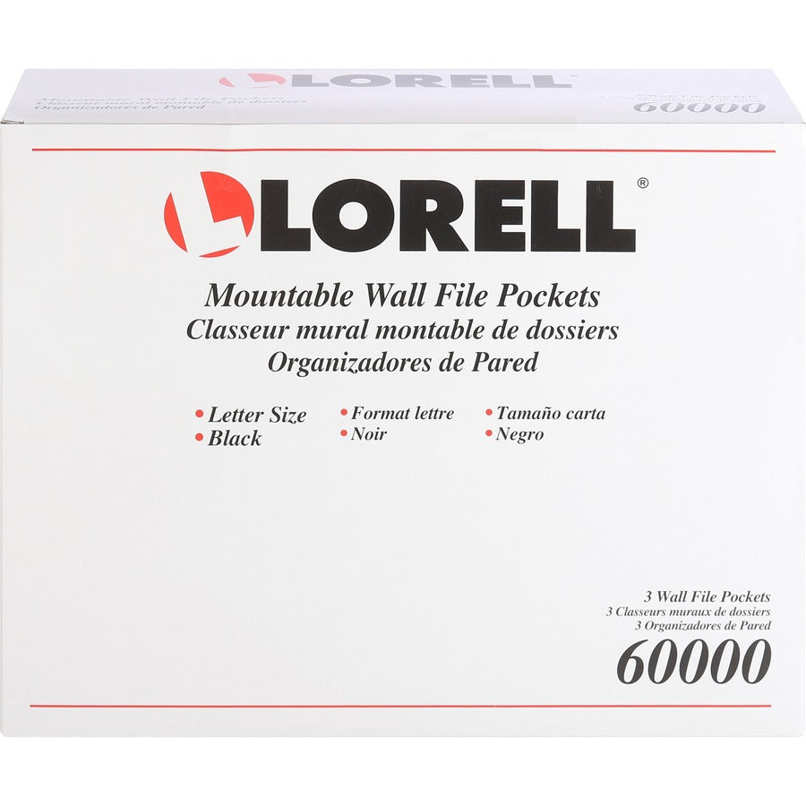 Lorell Wall File Pockets - 14.75" Height x 13.13" Width x 4.25" Depth - Black - 3 / Pack
