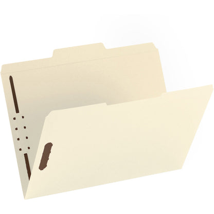 Business Source 1/3 Tab Cut Letter Recycled Fastener Folder - 8 1/2" x 11" - 2 Fastener - Manila - 10% Recycled - 50 / B