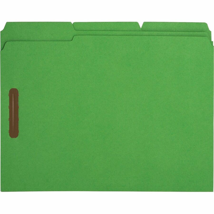 Business Source 1/3 Tab Cut Letter Recycled Fastener Folder - 8 1/2" x 11" - 3/4" Expansion - 2 Fastener - 2" Fastener C