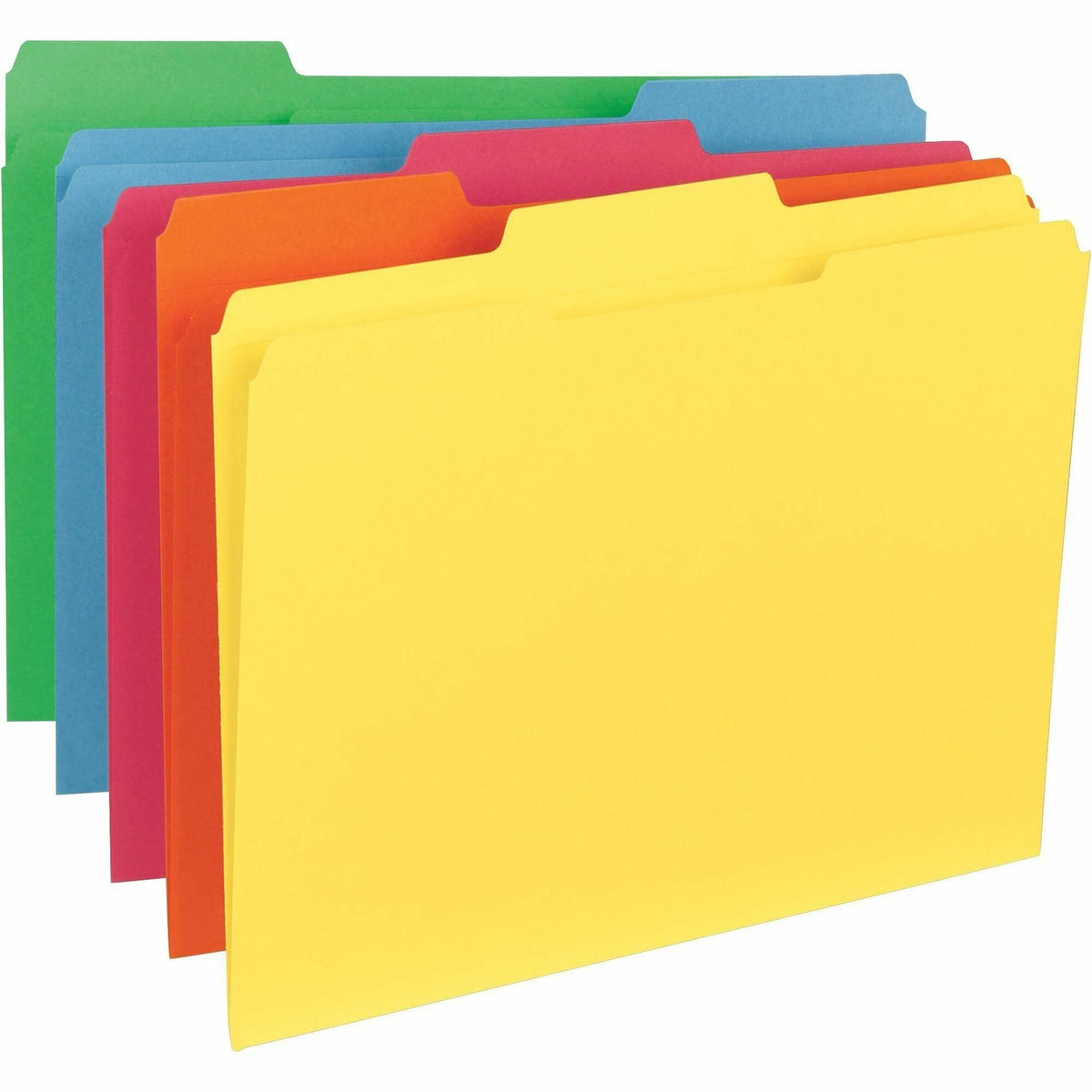Business Source 1/3 Tab Cut Letter Recycled Classification Folder - 8 1/2" x 11" - Top Tab Location - Assorted Tab Posit