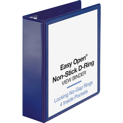 Business Source Navy D-ring Binder - 3" Binder Capacity - Letter - 8 1/2" x 11" Sheet Size - Fastener: D-Ring - Pocket: 