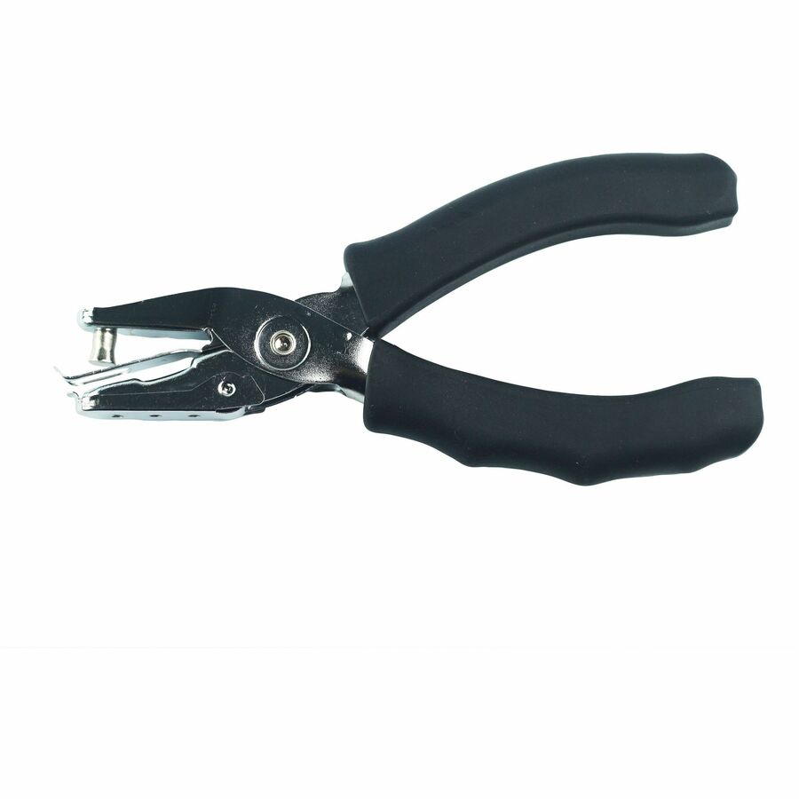 Business Source Handheld 6mm Slot Hole Punch - 1 Punch Head(s) - 6 Sheet - 15/64" Punch Size - Round Shape - Metal - Sil