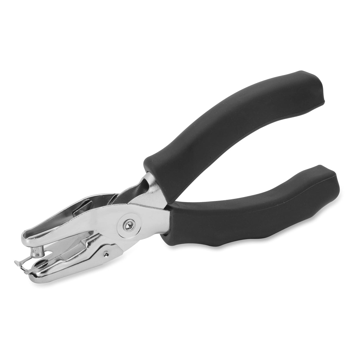 Business Source Handheld 6mm Slot Hole Punch - 1 Punch Head(s) - 6 Sheet - 15/64" Punch Size - Round Shape - Metal - Sil
