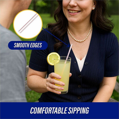 Genuine Joe Jumbo Striped Straws - 7.8" Length - Plastic - Red, White - 500/Box - 24 / Carton