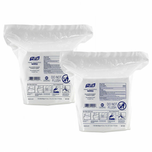 PURELL® Hand Sanitizing Wipes Dispenser Refill - WhiteBag - 1700/Bag - 2 / Carton