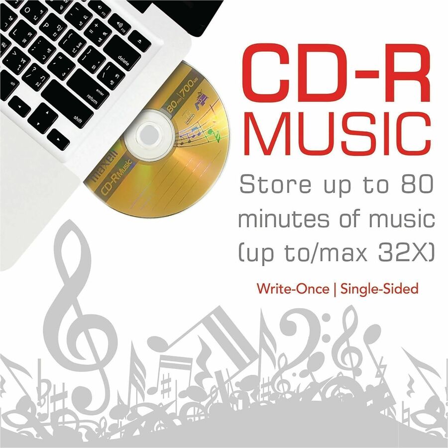Maxell CD-R80 CD Recordable Media - CD-R - 700 MB - 50 / Pack - Gold - 120mm - 1.33 Hour Maximum Recording Time