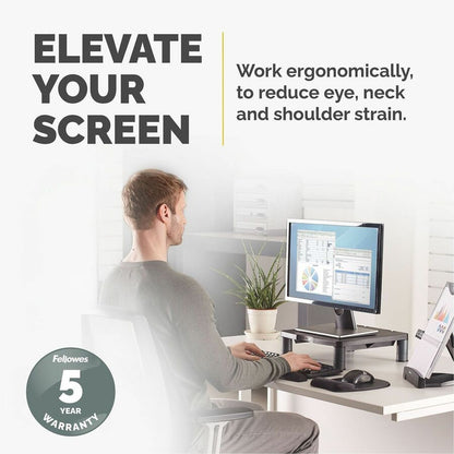 Fellowes Standard Monitor Riser - Up to 21" Screen Support - 60 lb Load Capacity - CRT, LCD Display Type Supported - 1 E
