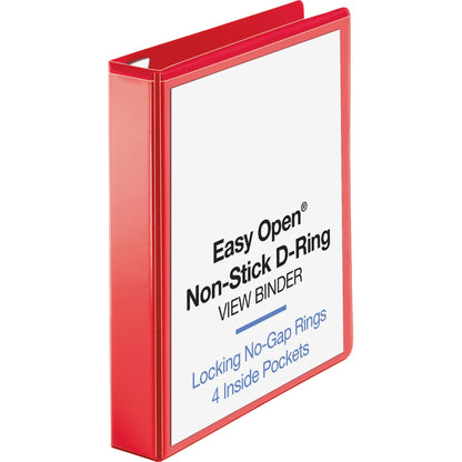 Business Source Red D-ring Binder - 1 1/2" Binder Capacity - Letter - 8 1/2" x 11" Sheet Size - Fastener: D-Ring - Pocke
