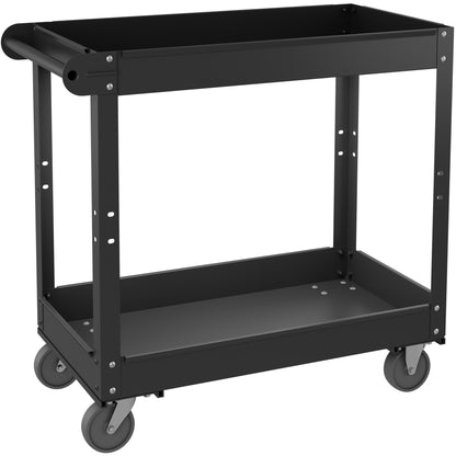 Lorell 59689 Utility Cart - 2 Shelf - 400 lb Load Capacity - Steel - 30" Length x 16" Width x 32" Height - Black - 1 Eac