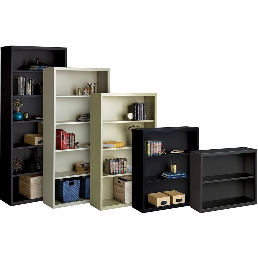 Lorell Fortress Series Bookcase - 42" Height x 34.5" Width x 13" Depth - 3 Shelve(s) - Material: Steel - Finish: Charcoa