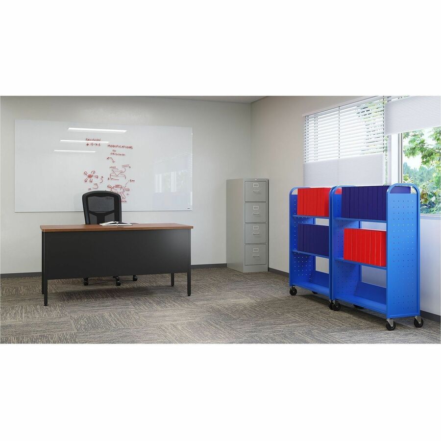 Lorell Fortress Series Double-Pedestal Teachers Desk - 29.5" Height x 60" Width x 30" Depth - Double Pedestal - T-mold E