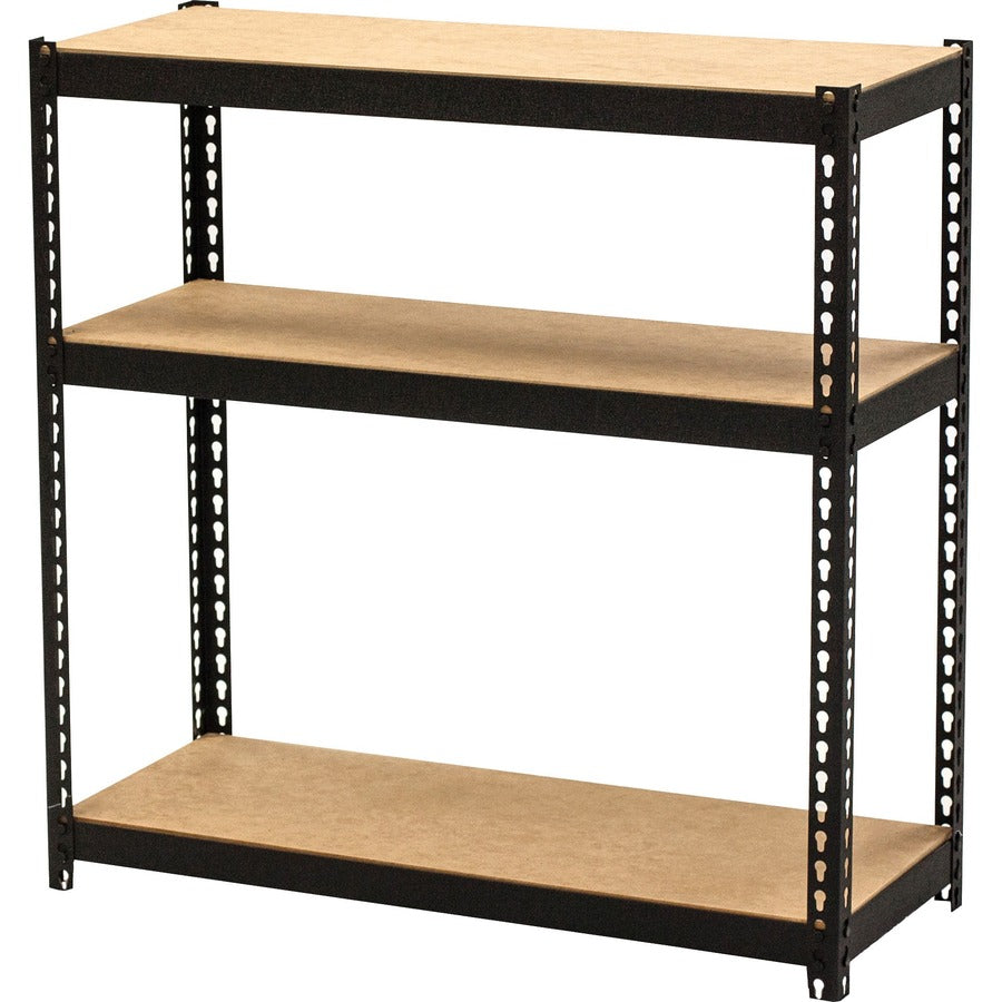 Lorell Narrow Riveted Shelving - 3 Shelf(ves) - 30" Height x 30" Width x 12" Depth - 28% Recycled - Black - Steel - 1 Ea