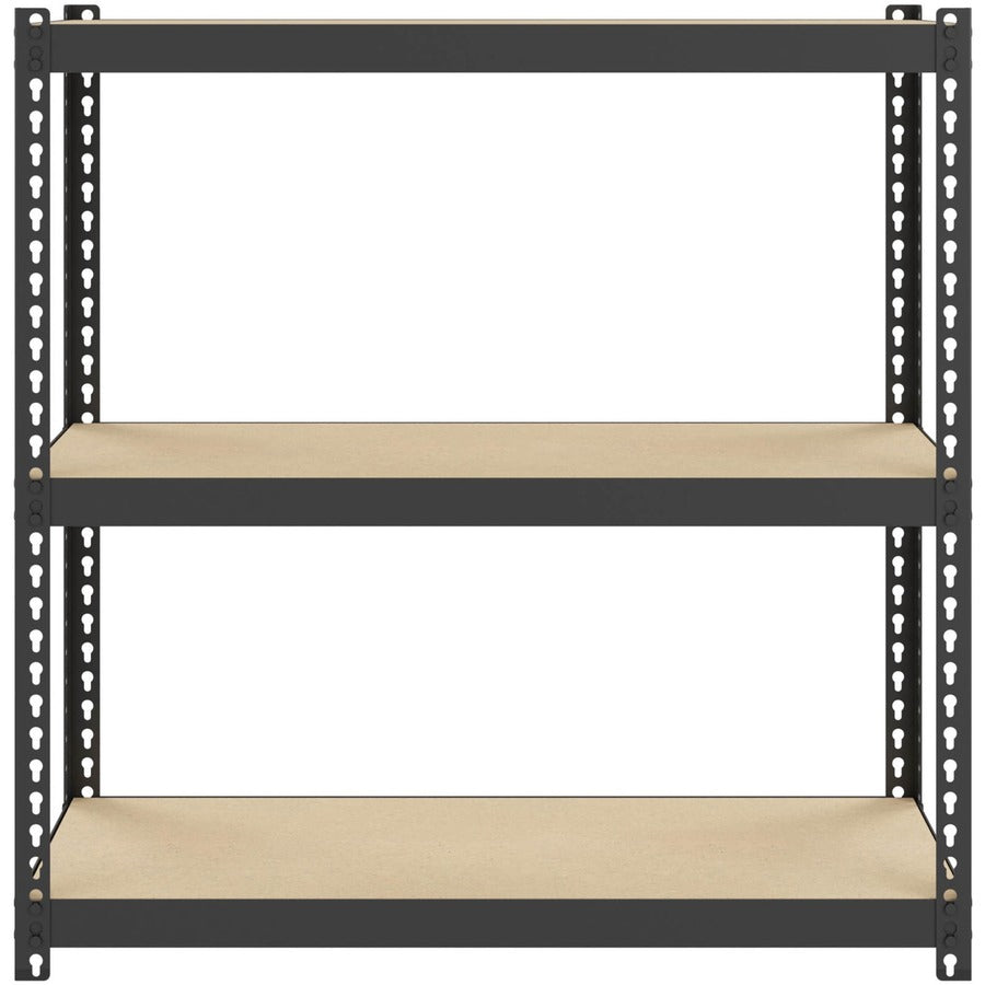 Lorell Narrow Riveted Shelving - 3 Shelf(ves) - 30" Height x 30" Width x 12" Depth - 28% Recycled - Black - Steel - 1 Ea