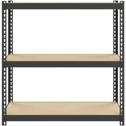 Lorell Narrow Riveted Shelving - 3 Shelf(ves) - 30" Height x 30" Width x 12" Depth - 28% Recycled - Black - Steel - 1 Ea
