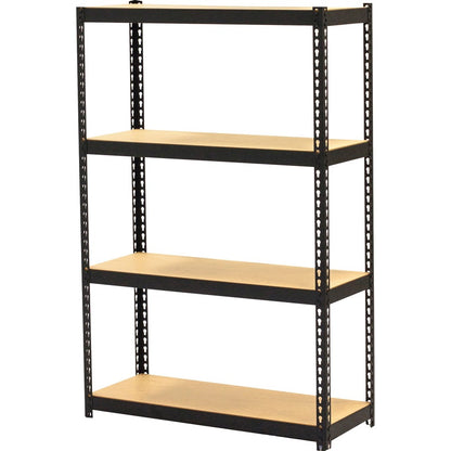 Lorell Narrow Riveted Shelving - 4 Shelf(ves) - 48" Height x 30" Width x 12" Depth - 28% Recycled - Black - Steel - 1 Ea