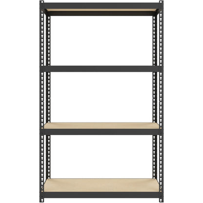Lorell Narrow Riveted Shelving - 4 Shelf(ves) - 48" Height x 30" Width x 12" Depth - 28% Recycled - Black - Steel - 1 Ea