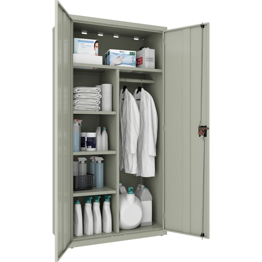 Lorell Fortress Series Wardrobe Cabinet - 18" Length x 36" Width x 72" Height - 2 x Door(s) - Locking Door - Gray - Stee