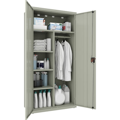 Lorell Fortress Series Wardrobe Cabinet - 18" Length x 36" Width x 72" Height - 2 x Door(s) - Locking Door - Gray - Stee