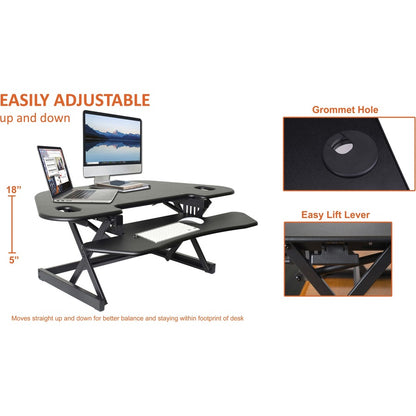 Lorell Corner Desk Riser - 40 lb Load Capacity - 18" Height x 45.50" Width - Desktop - Black - 1 Each