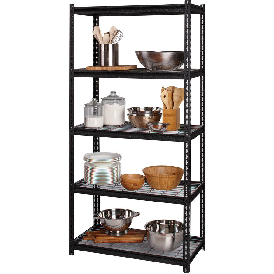 Lorell Wire Deck Shelving - 5 Shelf(ves) - 72" Height x 36" Width x 18" Depth - Easy to Clean, Heavy Duty, Rust Resistan