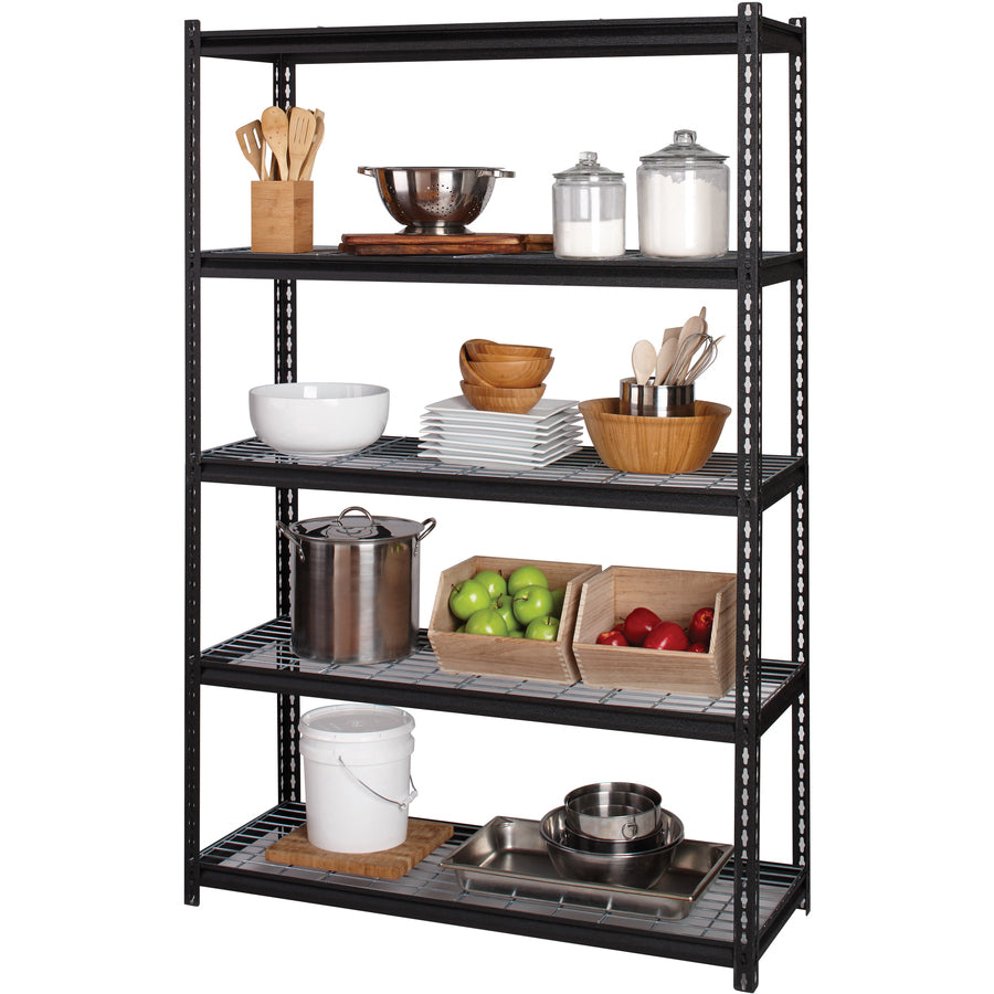 Lorell Wire Deck Shelving - 5 Shelf(ves) - 72" Height x 48" Width x 18" Depth - Easy to Clean, Heavy Duty, Rust Resistan