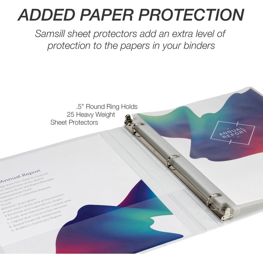 Samsill Economy View Binder - 1/2" Binder Capacity - Letter - 8 1/2" x 11" Sheet Size - 100 Sheet Capacity - 3 Ring - 12