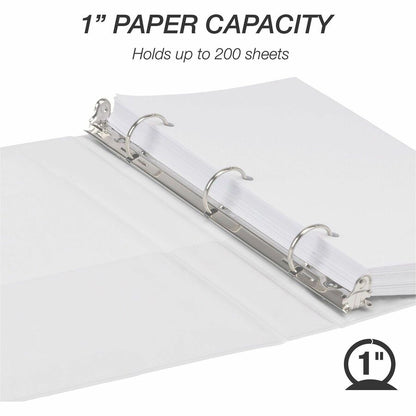 Samsill View Binder - 1" Binder Capacity - 5 1/2" x 8 1/2" Sheet Size - 3 Ring - Fastener: Round Ring - Pocket: 2, Inter