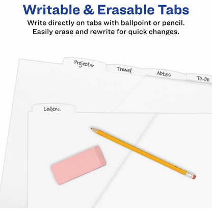 Avery® Write & Erase Pocket Plastic Dividers - 5 x Divider(s) - 5 Write-on Tab(s) - 5 - 5 Tab(s)/Set - 1 Set