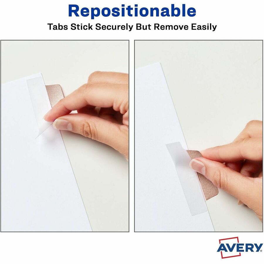 Avery® UltraTabs Repositionable Margin Tabs - 24 Tab(s) - 1" Tab Height x 2.50" Tab Width - Removable - 24 / Pack