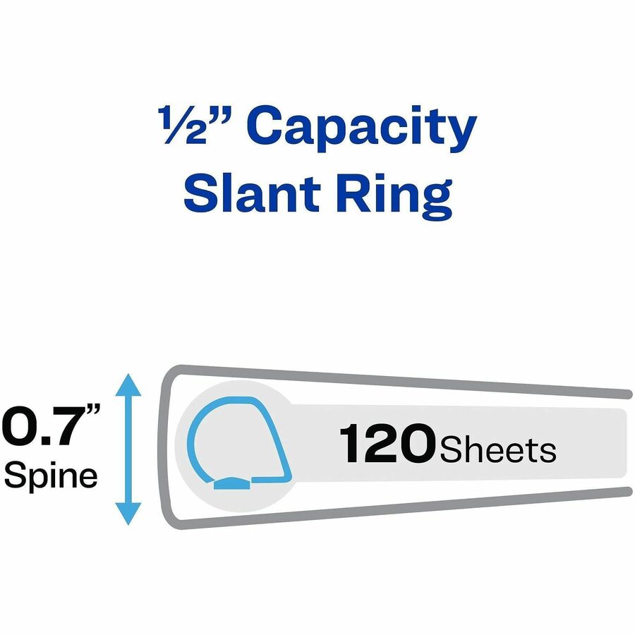 Avery® Heavy-Duty View 3 Ring Binders, 1/2" Slant Rings, 1 White Binder (79767) - 1/2" Binder Capacity - Letter - 8 1/2"
