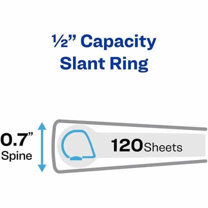 Avery® Heavy-Duty View 3 Ring Binders, 1/2" Slant Rings, 1 White Binder (79767) - 1/2" Binder Capacity - Letter - 8 1/2"
