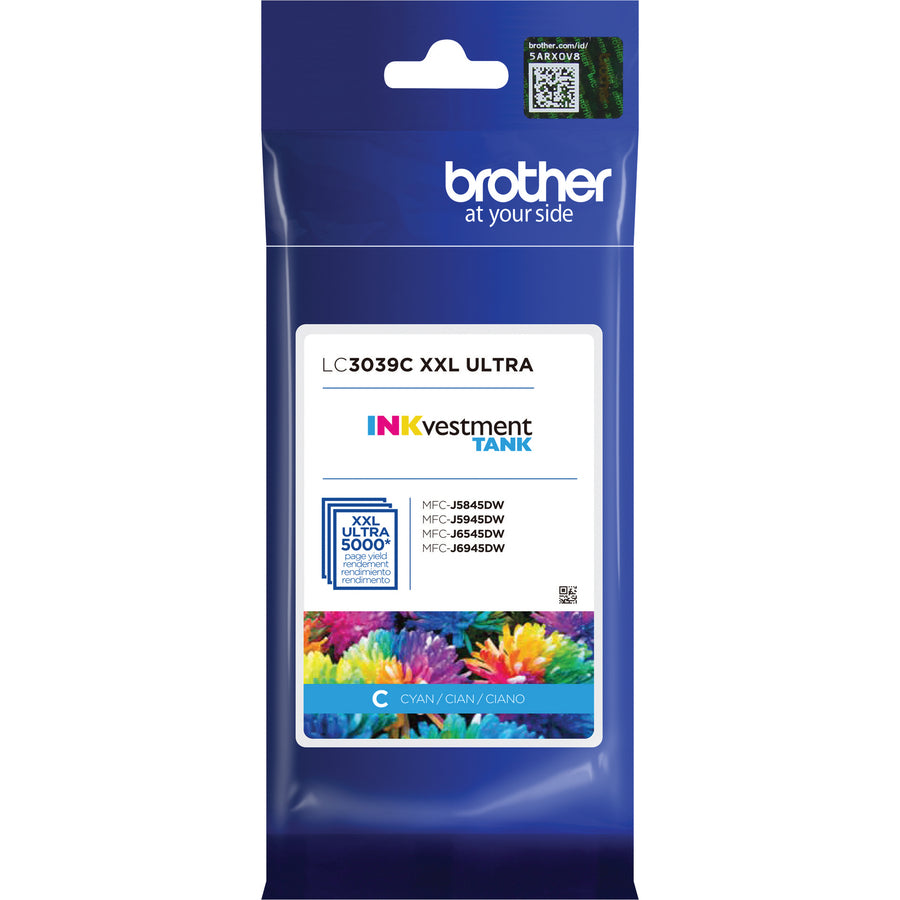 Brother INKvestment LC3039C Original Ultra High Yield Inkjet Ink Cartridge - Single Pack - Cyan - 1 Each - 5000 Pages