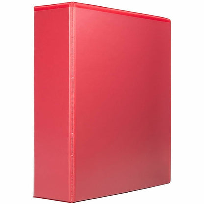Business Source Red D-ring Binder - 3" Binder Capacity - Letter - 8 1/2" x 11" Sheet Size - Fastener: D-Ring - Pocket: 4