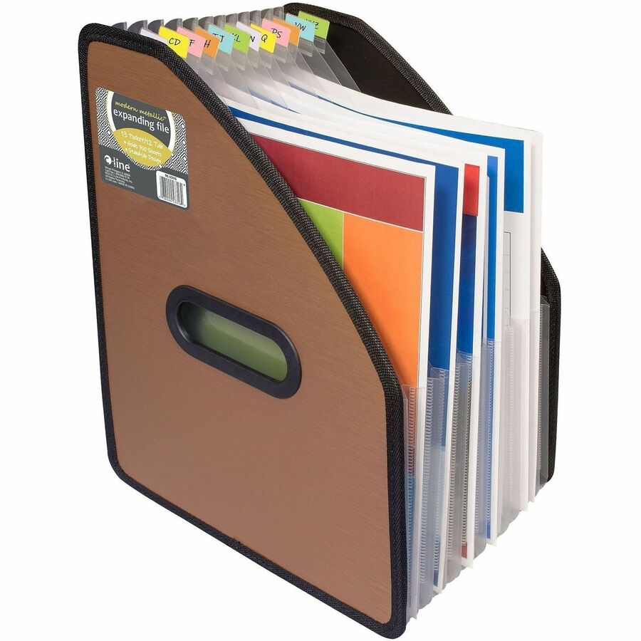 C-Line Modern Metallic Letter Expanding File - 8 1/2" x 11" - 13 Pocket - Bronze - 1 Each